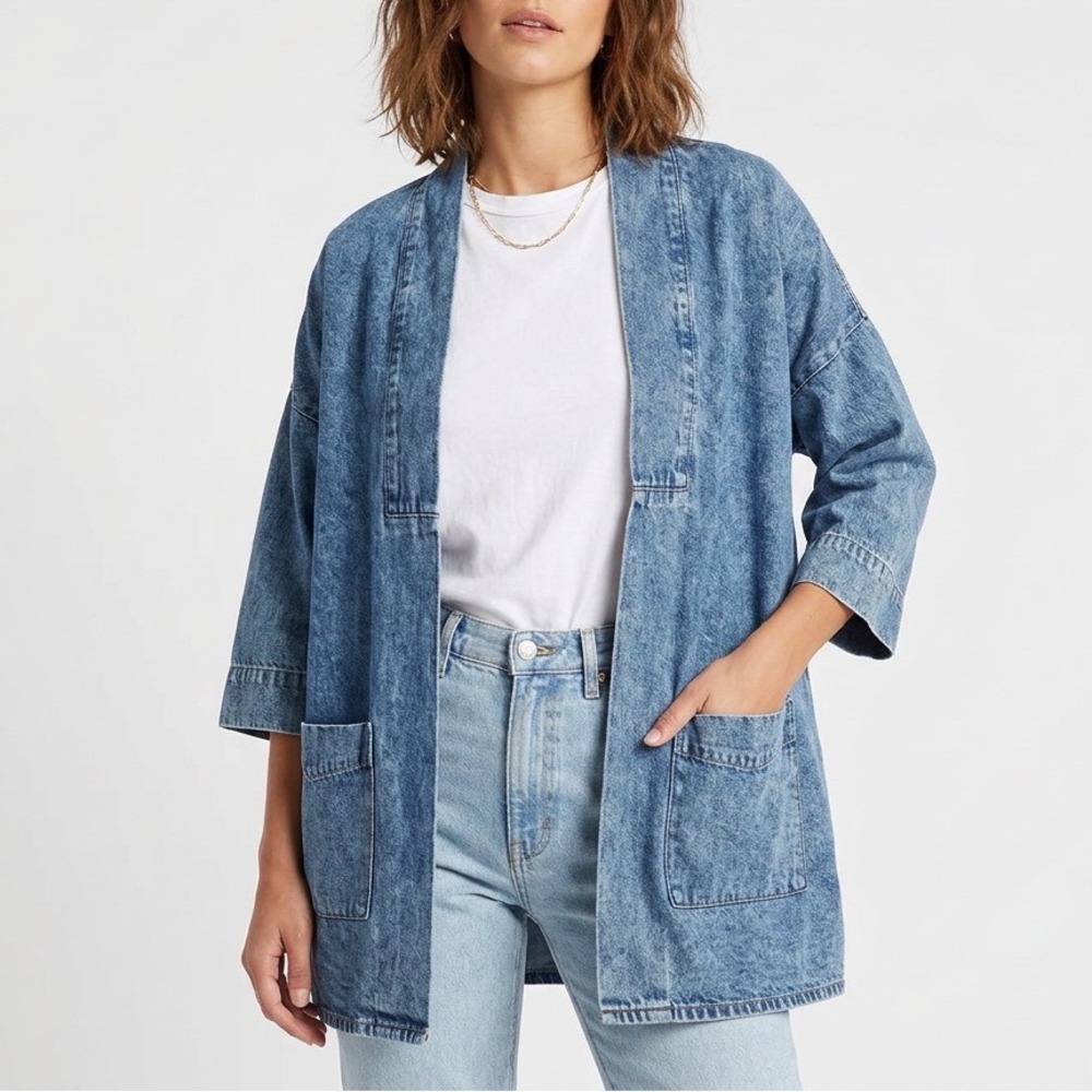 Denim Open-Front Jean Jacket - Blue